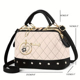 Women'S Handbag Quilted Handbag Studded Handbag Black Handbag Gold Toned - White - Size 25-13-16 V1347-945-61558-WHT-25-13-16