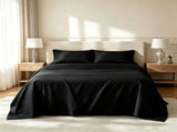 Microfiber Sheet Set 4 Piece Queen Black Deep Pocket Bed Sheets Soft Breathable Easy Care Bedding V63-957851