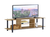 CARLA HOME Tv Stand Entertainment Console - Open Shelves - Oak - Brown - Rustic - Steel V178-36428