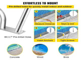 Pool Rail 48x36 Pool Railing 304 Stainless Steel 250LBS Load Capacity Silver Rustproof Pool Handrail V952-BXGYCFS3W48X36YC1V0