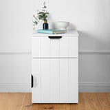 PORTO BEDSIDE TABLE - WHITE - VJ PANEL - PULL BLACK V164-ECS13WVB03B