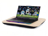 2 Pcs Portable Bamboo Lap Tray Workstation Bamboo/Plywood Top, Soft Micro-Bead Base V915-HO0196-BKX2