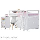 KINGSTON SLUMBER Wooden Kids Single Loft Bed Frame with Pull Out Desk, Storage Drawers, Cabinet V219-BEDSBBKSL4WA