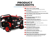 GENPOWER 8.5kW Peak 7.2kw Open Frame Inverter Generator, Push-Button Start, 2x15A, 1x32A, 20L Tank, V219-GENPTRGN85FA