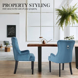 French Provincial Dining Chair Ring Studded Velvet Rubberwood Leg LISSE NAVY BLUE V274-FT-VFC-1141-NV1