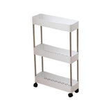 25.2 Inch 3-Tier Slim Rolling Storage Cart Narrow Gap Organizer 360&deg Wheels Hollow Drainage Shelves V1369-AZ3-W-10241