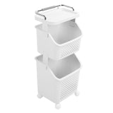 Rolling Laundry Hamper PP ABS Laundry Shelf Clothes Storage Basket Organizer with 4 Wheels for Home V1294-YM0901-3117240250811