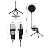 USB RGB Gaming Microphone Condenser Microphone with Tripod Stand for Streaming Recording V1263-JX-6970