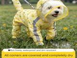 3-piece Dog Rainy Day Care Set with Yellow XL size Waterproof Raincoat, 30x30cm Paw Towel and V888-ELOSUNG53264