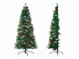 Jingle Jollys 2.1m Artificial Slim Christmas Tree Pine Cone Berry Decor Corner XM-TR-SLIM-7FT-CORNER