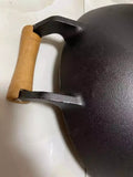 Large Cast Iron Stir Fry Wok Durable Wooden Handle Cookware - 40CM V957-SD40CASN1836S-3