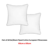 Accessorize Pair of White/Black Piped Hotel Deluxe Cotton European Pillowcases V442-HIN-PILLOWC-HOTELPIPED-WHITEBLACK-EU
