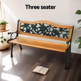 Gardeon Outdoor Garden Bench Seat 126cm Wooden Cast Iron 3 Seater Patio Furniture GB-IR-WOOD-NTL