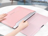 Brown 3-in-1 Laptop Sleeve with Built-In Stand & Wrist Rest Waterproof PU Protective Case for V888-ELOSUNG43916