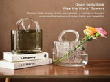 Glass Vase Transparent Hand Basket Living Room Flower Arrangement Creative Bag Fish Tank V1294-YM0512-221122LD04-3