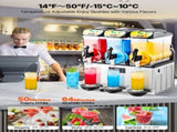 Commercial Frozen Drink Maker, 15Lx3 Triple Tank Slushy Machine, 180 Cups Stainless Steel Margarita V952-CGXXRJX315LS56A98V3