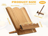Wood Cookbook Stand, Wave Edge and Adjustable Angle, Premium Acacia Wood Construction, Hands Free V1369-AZ3-W-12071