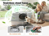 i.Pet Cat Litter Box Large Stainless Steel High Sided Pet Toilet Odour Control PET-CLB-STL-CV-LTGR
