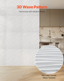VEVOR 3D Wall Panels 12-Pack 50 x 50 cm PVC 2.97 m² Coverage Wave Matte White V952-PVC3DQBXDYSJMJDM0V0