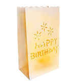 50 Pack White Happy Luminary Paper Candle Tea Light Lantern Bags Garden Anniversary V382-BDYLUM50