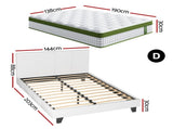 Artiss Double Bed Frame Platform White PVC Leather Hybrid Mattress Modern BFRAME-SET-NEO-XFMA-D