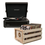 Crosley Voyager Black - Bluetooth Portable Turntable & Record Storage Crate V398-CR8017BSC-BK4