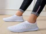 Durable White Mesh Female Sports Shoes, Comfortable and Trendy for All Seasons V1369-AZ3-W-21687