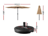 Instahut 3m Outdoor Umbrella w/Base Pole Tilt Beach Garden Patio Beige UMB-POLE-3-TIL-BASE-BG