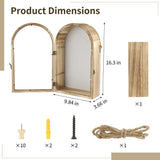 Wooden Shadow Box Frame, 16.3" x 9.84" Display Case, Arch Keepsakes Memory Box, Wood Display Case V1369-AZ3-W-08708