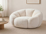 Levede Bean Bag Chair Faux Rabbit Fur Floral Shaped Reading Sofa Chair White BEAN1014-AU