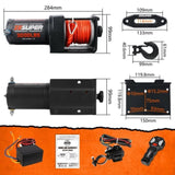 ZESUPER 12V Electric Winch 3000lbs Synthetic Rope Wireless Remote ATV UTV BOAT V211-AUEB-ZEEW006