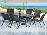 Gardeon 7PC Outdoor Dining Set Table and Chairs Patio Furniture Bistro Set Garden Black FF-DINING-140-7PCS-BK
