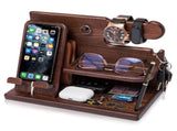 Wooden Desk Organizer for Men Multi-Function Phone Stand, Watch & Glasses Holder, Key & Wallet V1107-CS-MZSJZJ