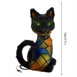 StainedGlass Cat Resin LED Night Light, USB Powered Warm Glow Tabletop Lamp For Bedroom LivingRoom V1369-AZ3-W-14853