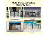 Double Folding Security Gate, Lockable Scissor Gate with 360 degree Swivel Casters, Outdoor V952-GZSZDAQM63395RNRL001V0