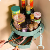 Rotating Spice Rack Holder with Drawer Wall Mounted Kitchen Spice Shelves Bathroom Kitchen V1294-YM0715-10346978