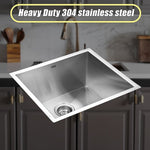 510x450mm Handmade Stainless Steel Undermount / Topmount Kitchen Laundry Sink with Waste V63-819503