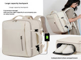 Beige Expandable Backpack with USB Port - Multi-Functional Outdoor, Commuter & Laptop Bag V888-ELOSUNG11748