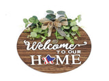 Welcome Sign for Front Door Density Board Hanging Round Plaque Front Door Sign Wreath Decoration for V1294-YM0901-3115240113911