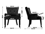 6x Artiss Dining Chairs Velvet French Provincial Armchair Black UPHO-D-DIN116-VEL-BKX6