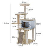 Pawz Cat Tree Tower Scratcher Wood Condo House 120cm PT1270-BG