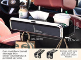Black Multi-Function Car Headrest Organiser - ABS Backseat Storage with Dual Cup Holders, Tissue V888-ELOSUNG57241