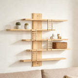 Solid Wood Wall for Display and Storage Floating Wall Mounted for Home Decor Small V1366-AZ2-W-13002