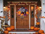 Halloween Wreaths for Front Door, Spooky Halloween Door Wreath with Spider Skeleton Black Rose V1366-AZ2-W-15266
