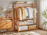 Bamboo Garment Rack Portable Laundry Storage Nature V178-66777