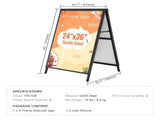 A Frame Sidewalk Sign, 61x91cm Heavy Duty Slide-in Signboard Holder, Double-Sided Folding Sandwich V952-XHBZA2436INCHM1FCV0