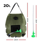 Weisshorn Camping Shower Bag 20L Set of 2 Portable Green Black CAMP-B-SHOWER-20L-D-GN