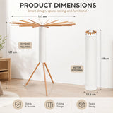 CARLA HOME Tripod Clothes Drying Rack, 16 Rod Foldable, Wooden Poles V178-36567