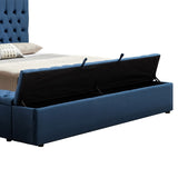 Queen Size Bedframe Velvet Upholstery Deep Blue Colour Tufted Headboard Deep Quilting V43-BED-ANA-QBU