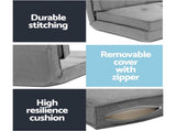 Artiss Floor Lounge Single Sofa Bed Grey Fabric FLOOR-SBL-19LIN-LI-GY